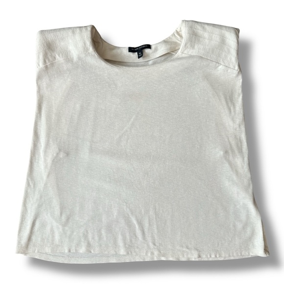 Banana Republic Factory Cream Sleeveless Padded Shoulder Top - Picture 1 of 6